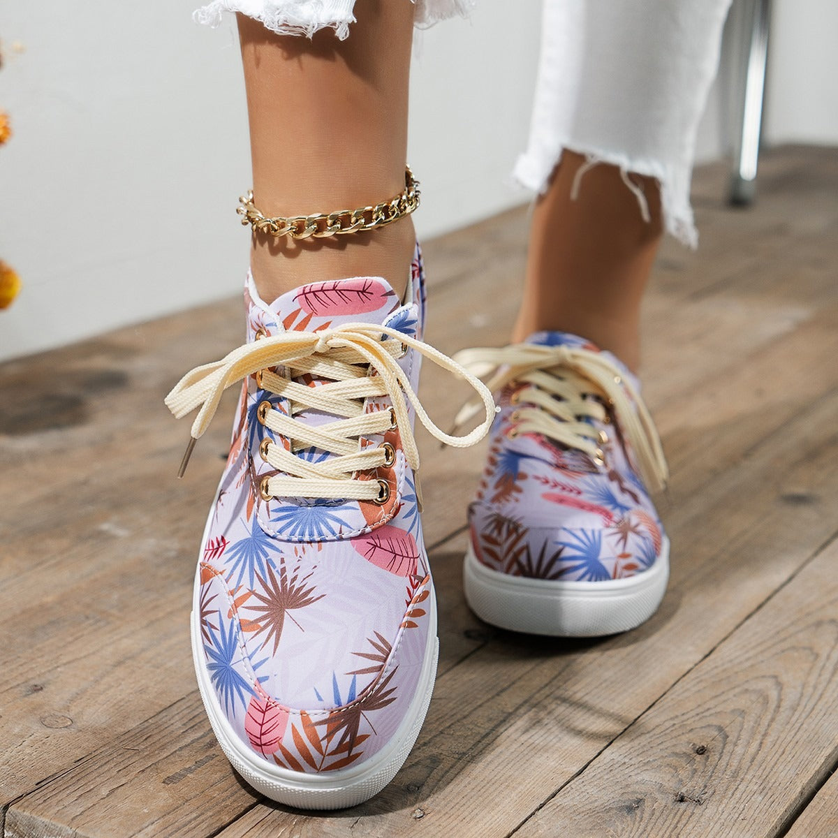 Women's Plus-Size Printed Casual Skate Shoes
