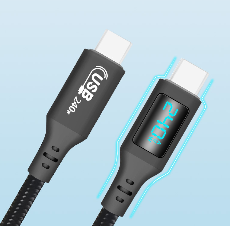 USB 2.0 intelligent digital display 240W monitoring current, voltage, power, ultra fast charging data cable, dual type C