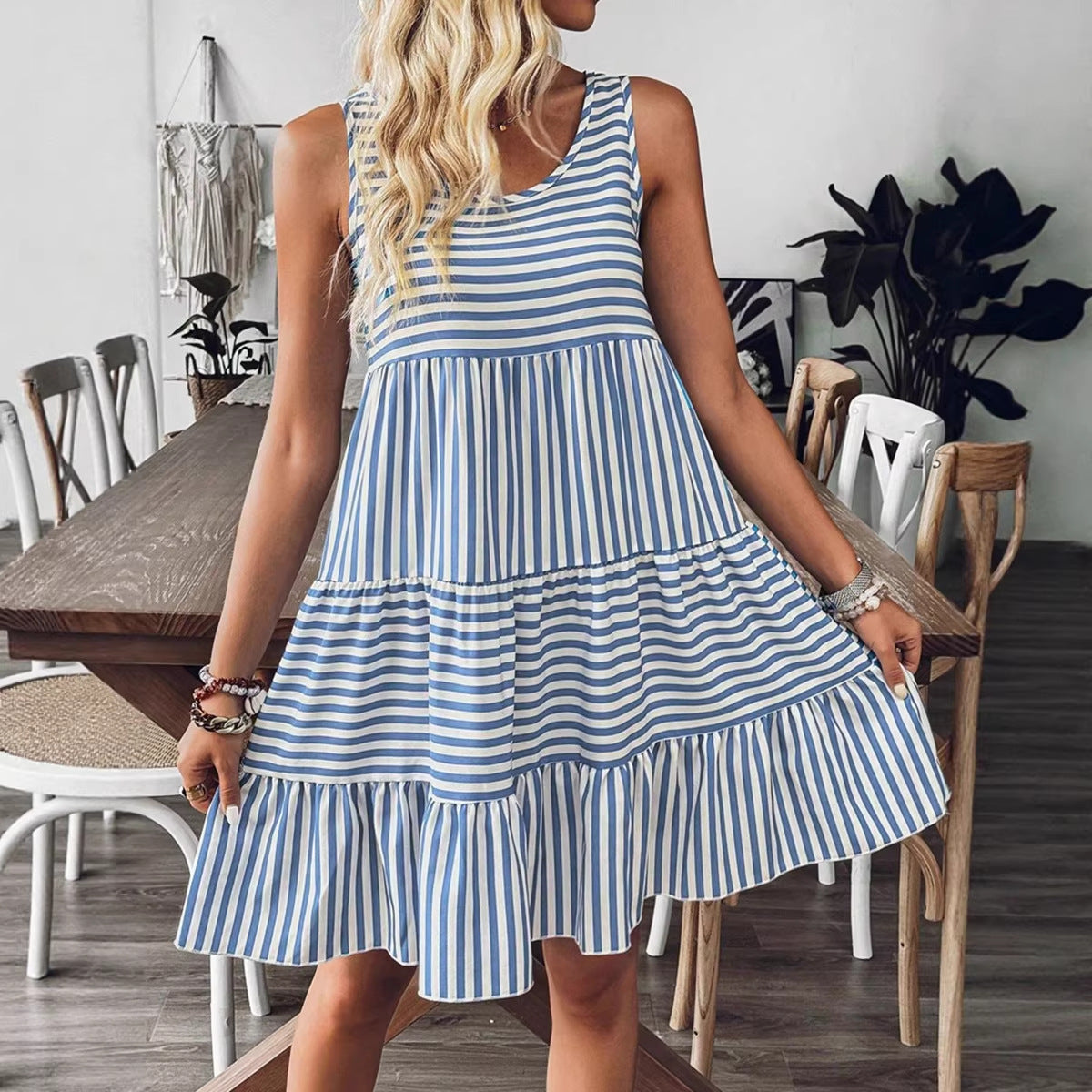 Striped dress sleeveless dress