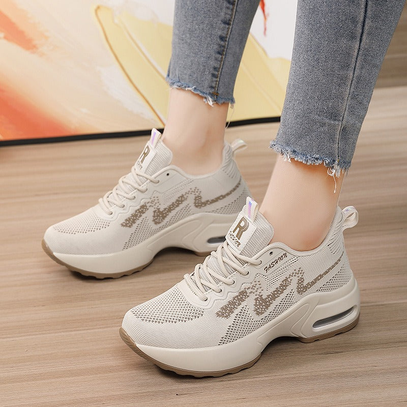 Women's Height-Increasing White Sports Shoes