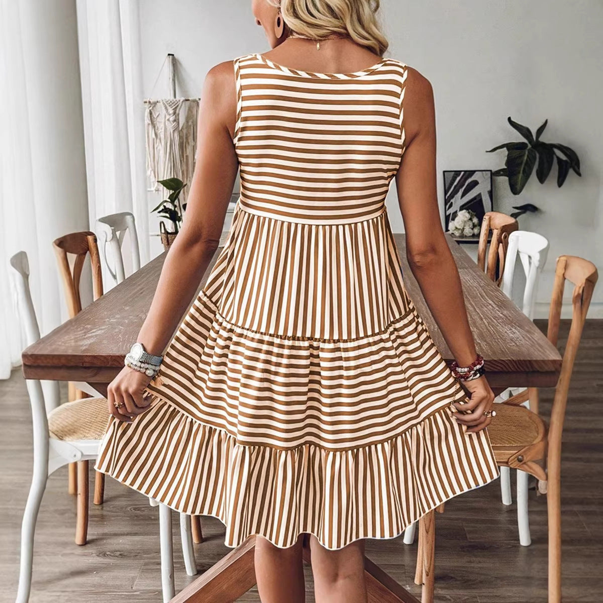 Striped dress sleeveless dress