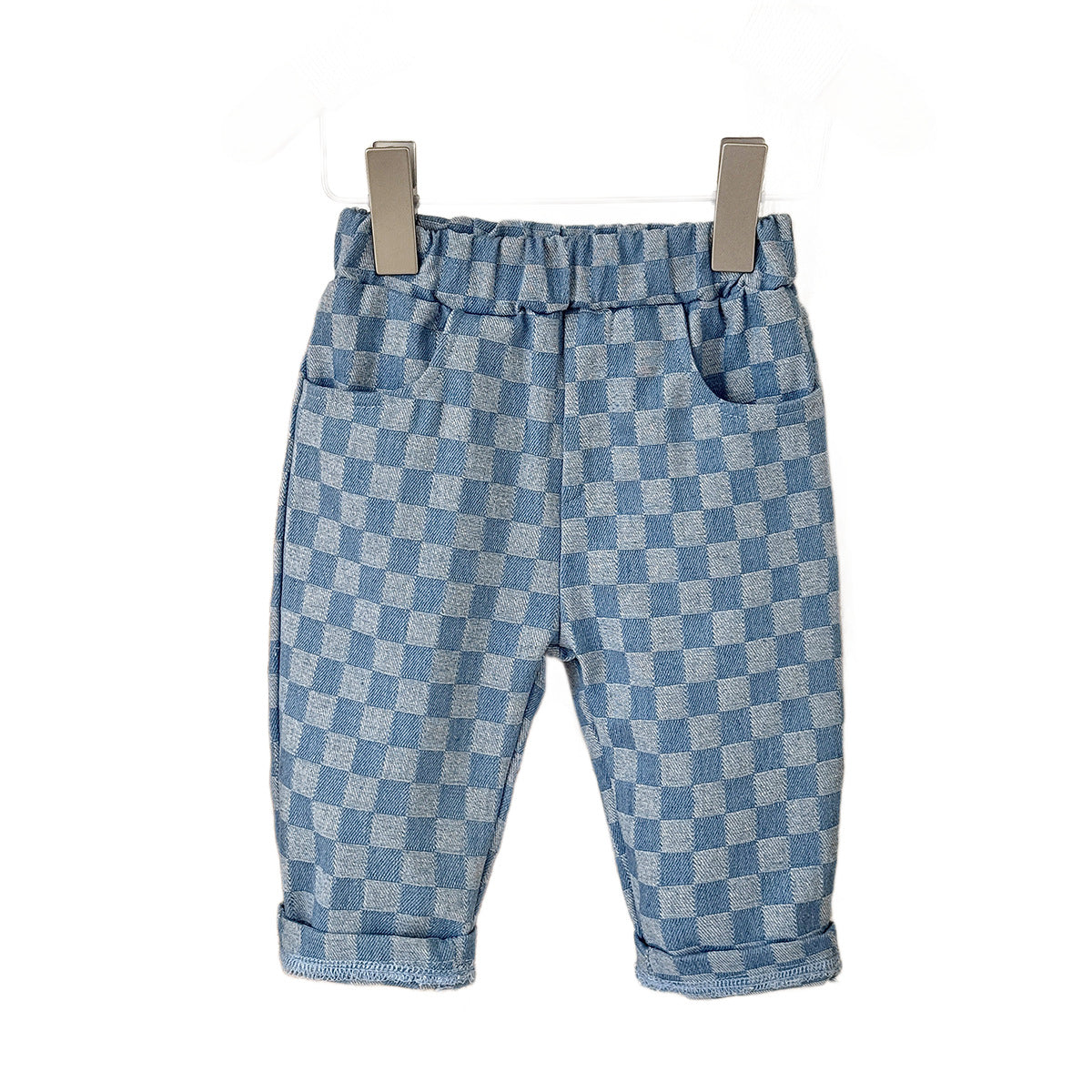 Checkered pants for children's casual pants