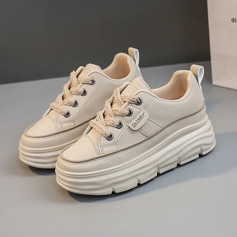 White Thick-Sole Casual Shoes