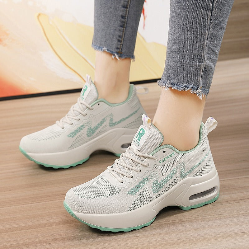 Women's Height-Increasing White Sports Shoes