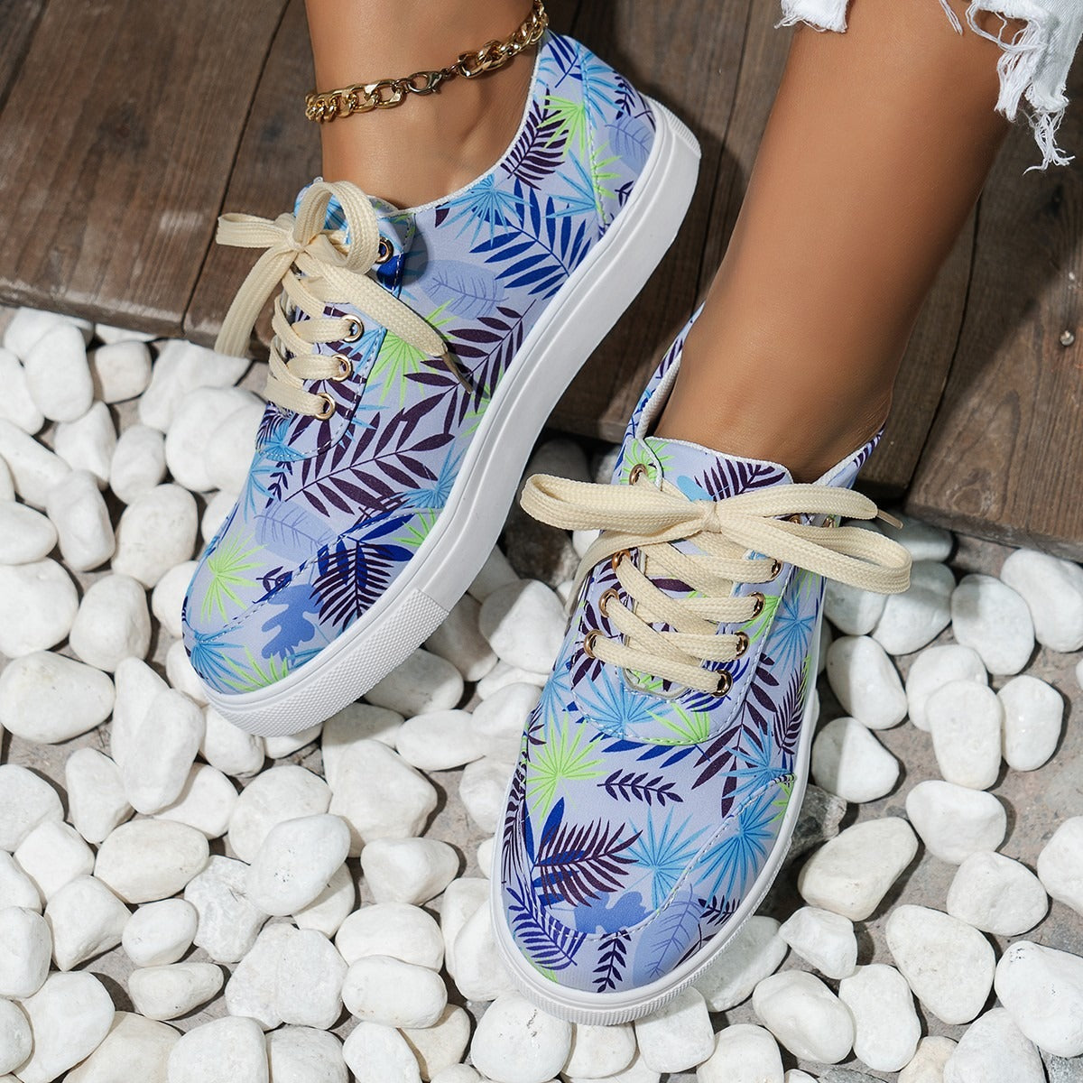 Women's Plus-Size Printed Casual Skate Shoes