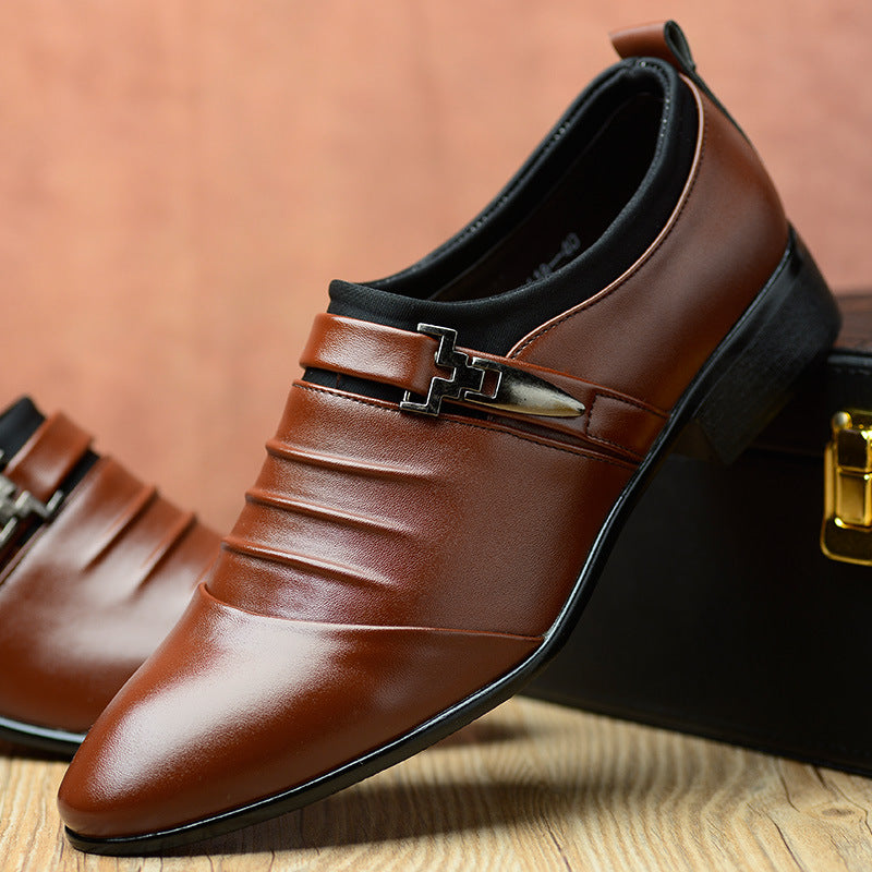 Men's Business Casual Leather Slip-On Shoes