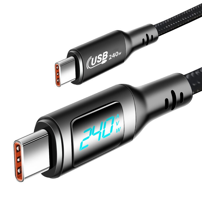 USB 2.0 intelligent digital display 240W monitoring current, voltage, power, ultra fast charging data cable, dual type C