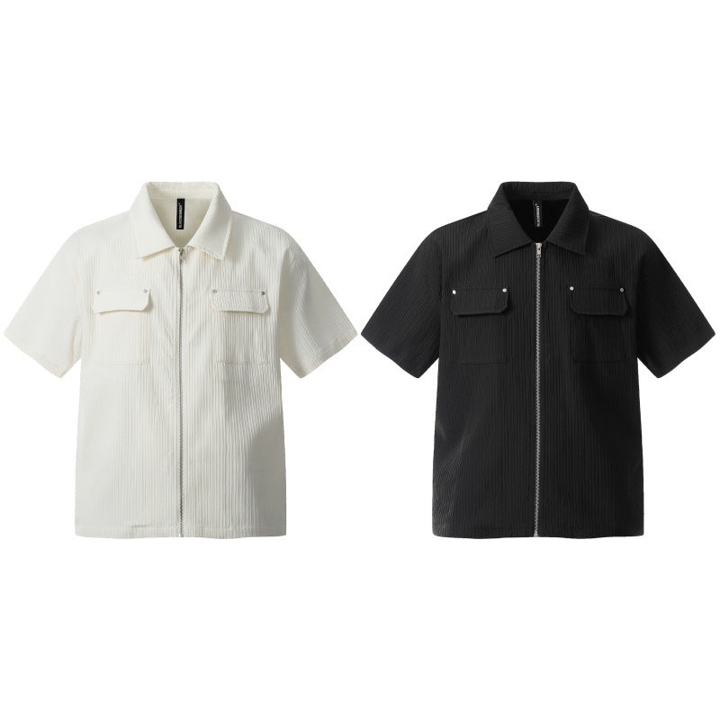 Texture shirt zipper shirt