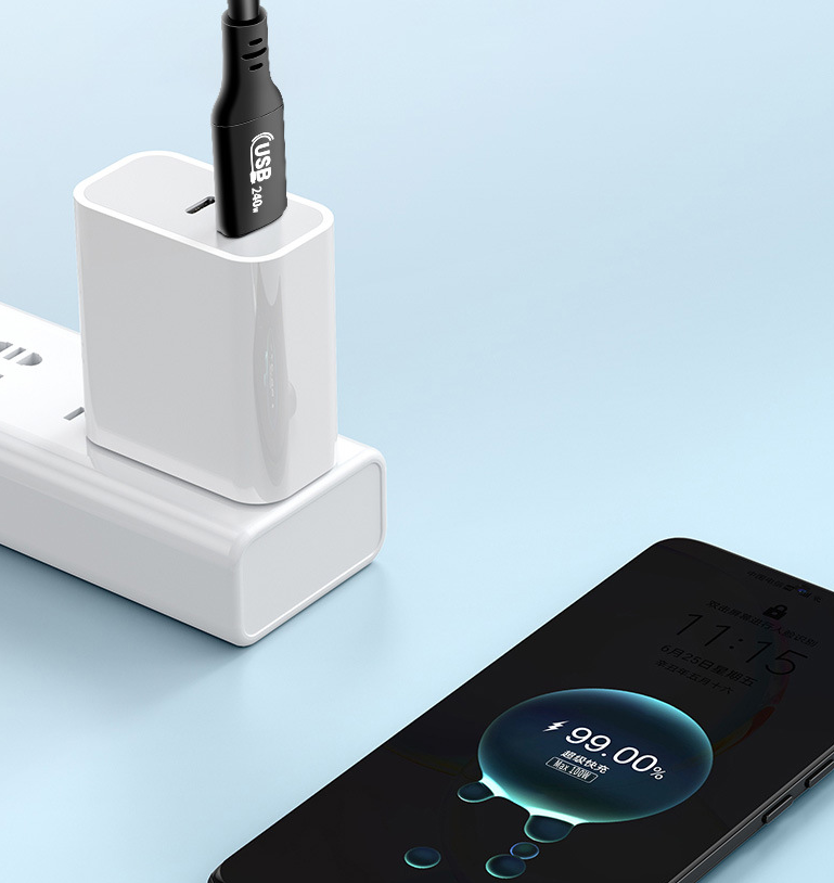 USB 2.0 intelligent digital display 240W monitoring current, voltage, power, ultra fast charging data cable, dual type C