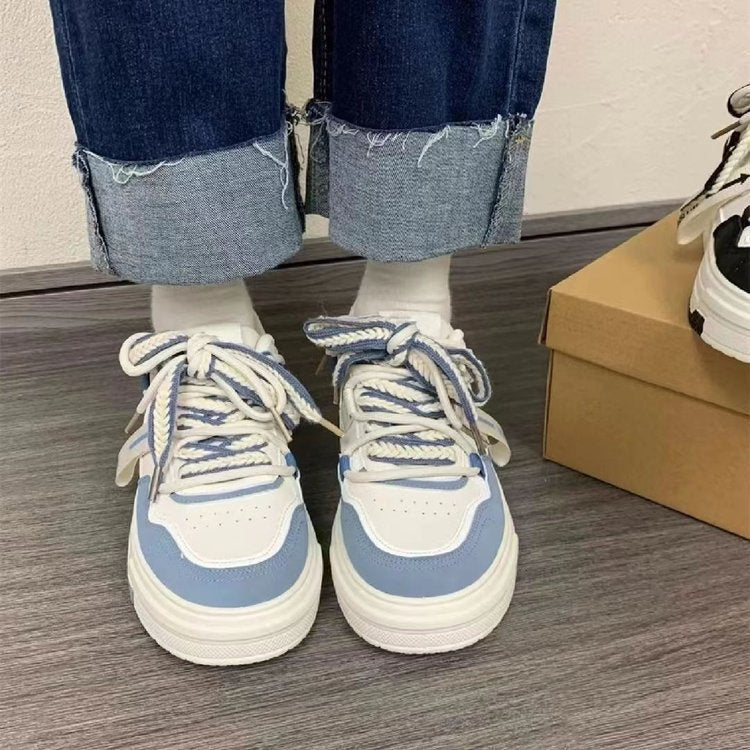 Women's Thick-Sole White Casual Shoes