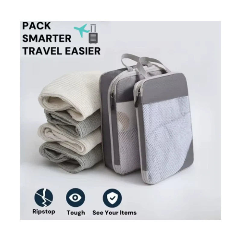 Compressible Packing Cubes Set — 3-Piece Waterproof Travel Organizers