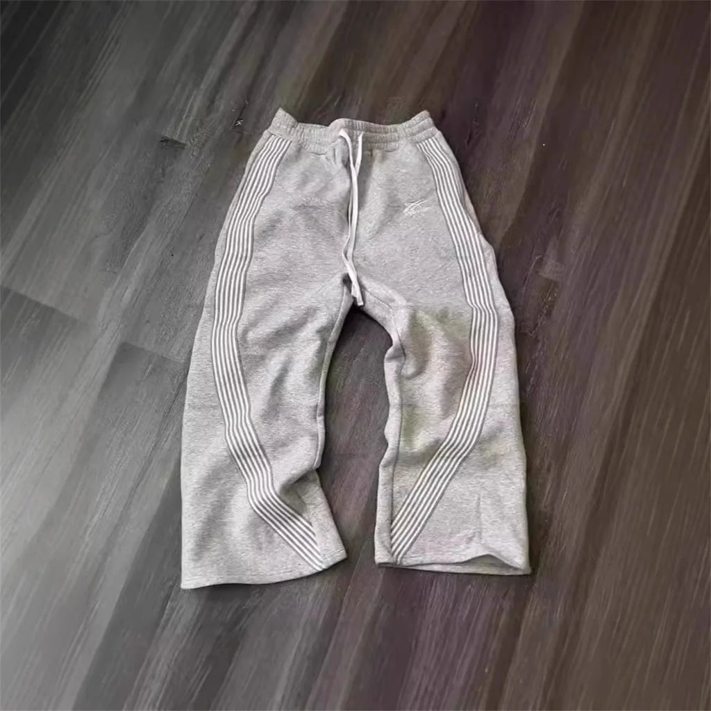 Casual Striped Wide-Leg Sweatpants