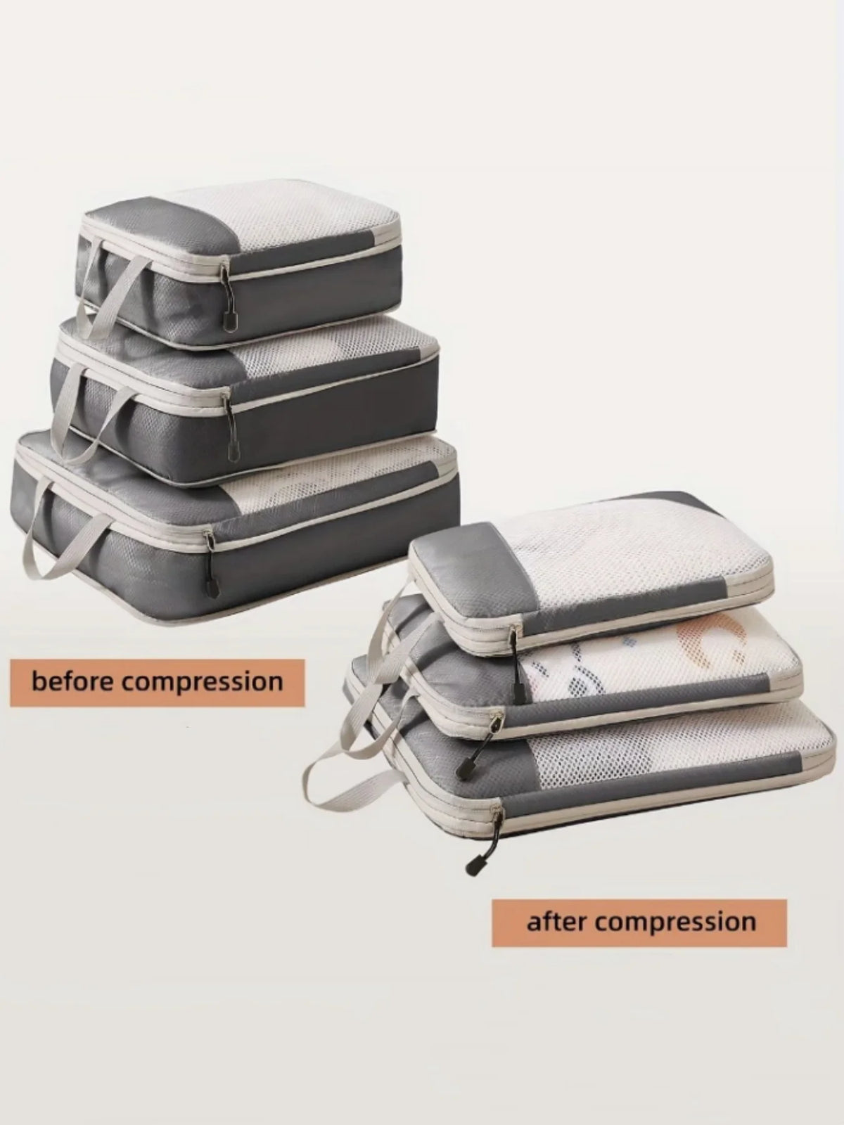 Compressible Packing Cubes Set — 3-Piece Waterproof Travel Organizers