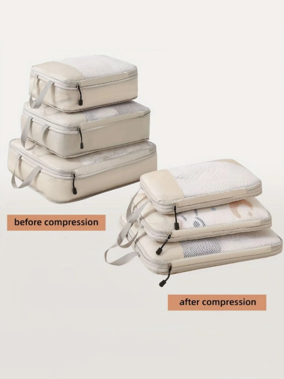 Compressible Packing Cubes Set — 3-Piece Waterproof Travel Organizers