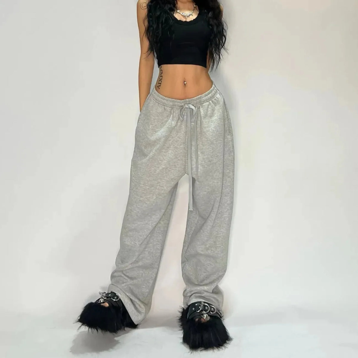 Casual Striped Wide-Leg Sweatpants