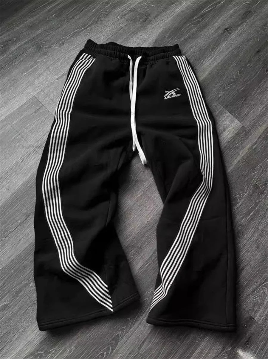Casual Striped Wide-Leg Sweatpants