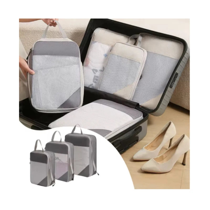 Compressible Packing Cubes Set — 3-Piece Waterproof Travel Organizers