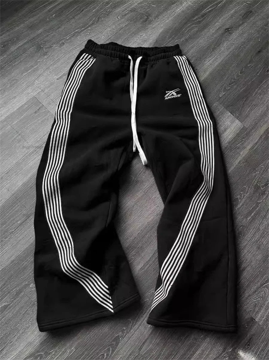 Casual Striped Wide-Leg Sweatpants