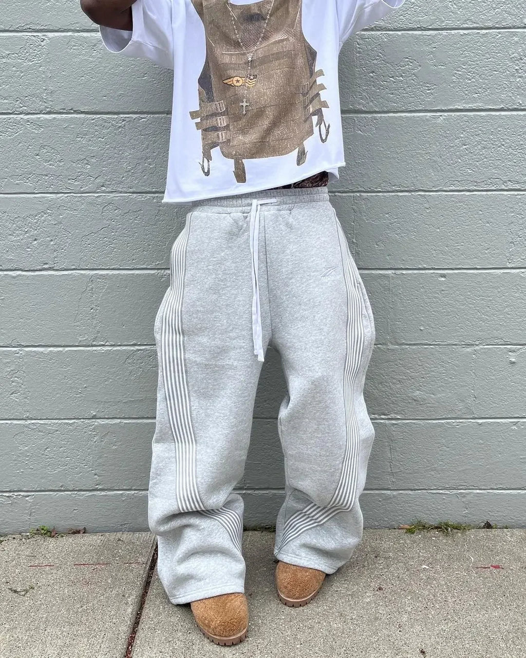 Casual Striped Wide-Leg Sweatpants