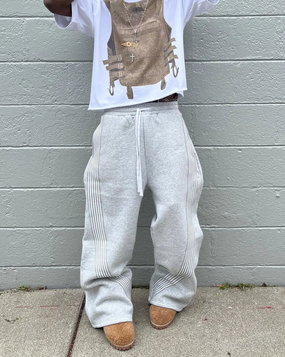 Casual Striped Wide-Leg Sweatpants