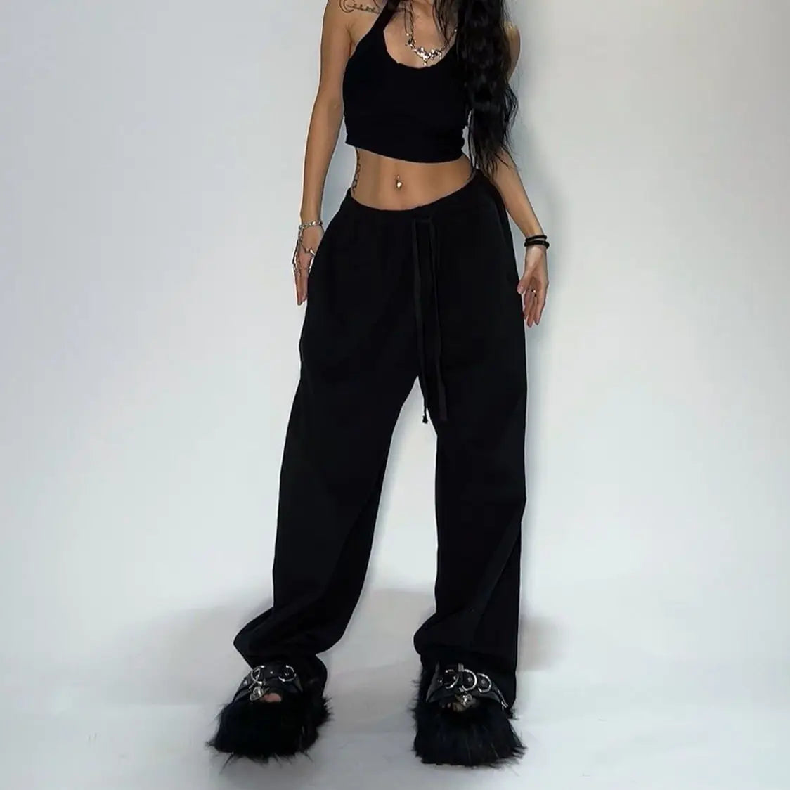Casual Striped Wide-Leg Sweatpants