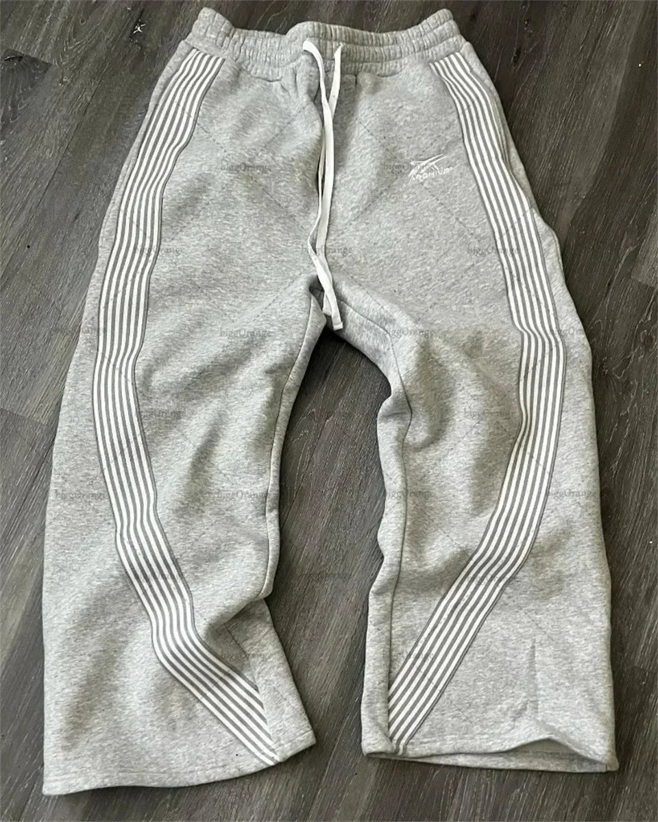 Casual Striped Wide-Leg Sweatpants
