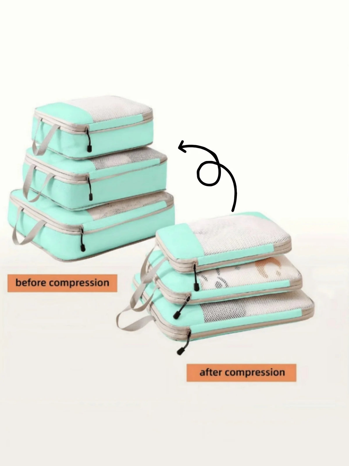 Compressible Packing Cubes Set — 3-Piece Waterproof Travel Organizers