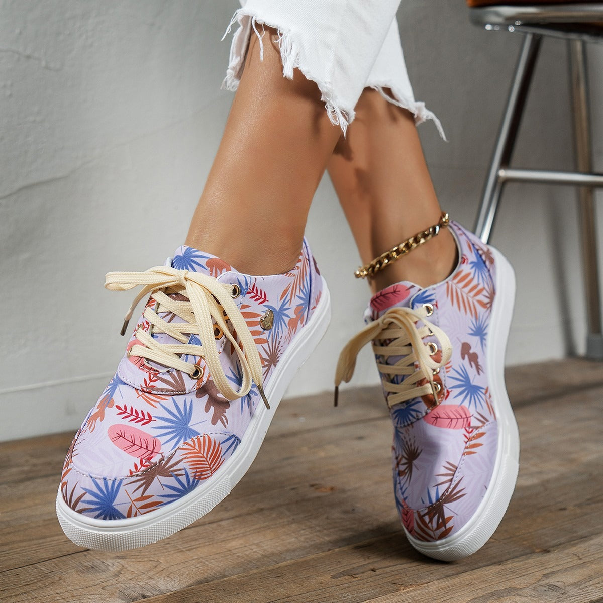 Women's Plus-Size Printed Casual Skate Shoes