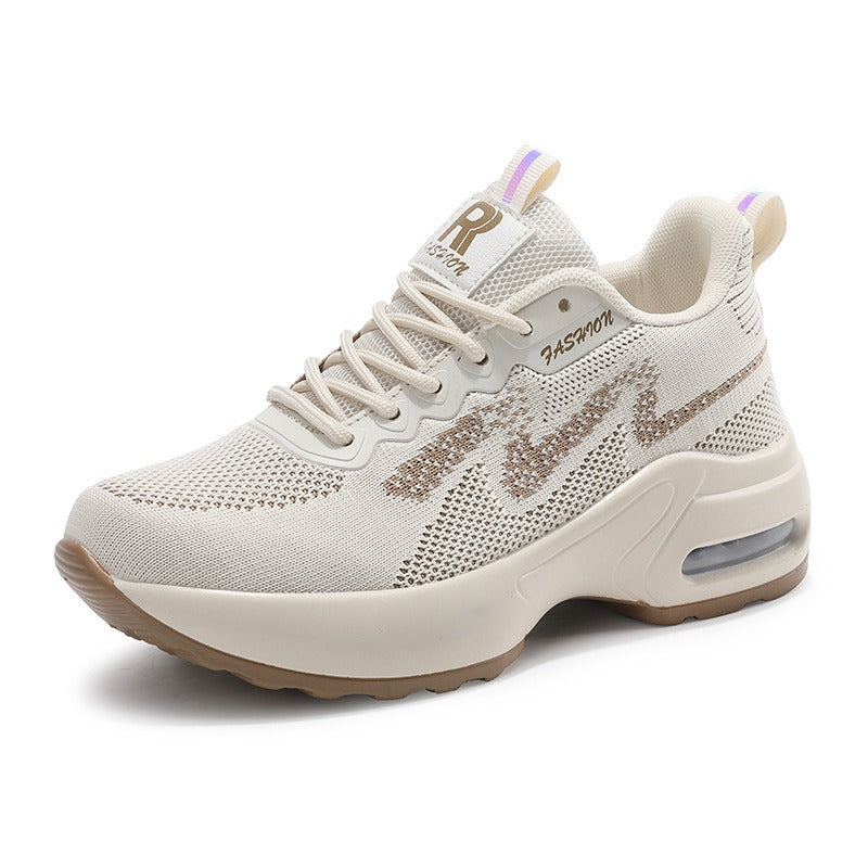 Women's Height-Increasing White Sports Shoes
