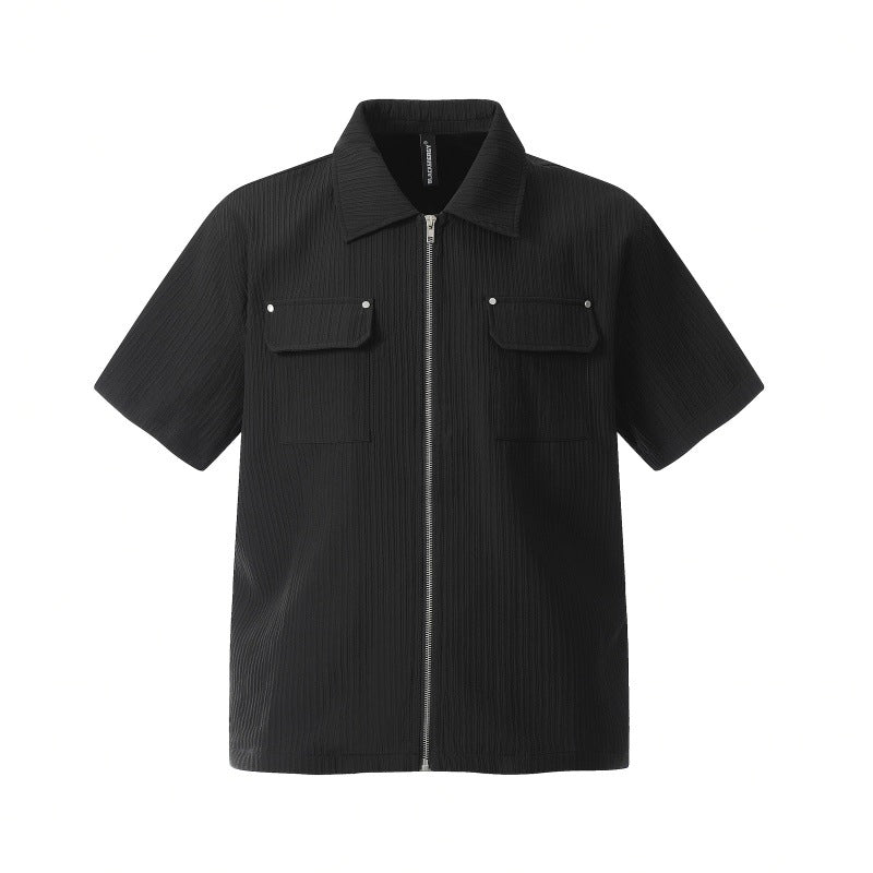 Texture shirt zipper shirt