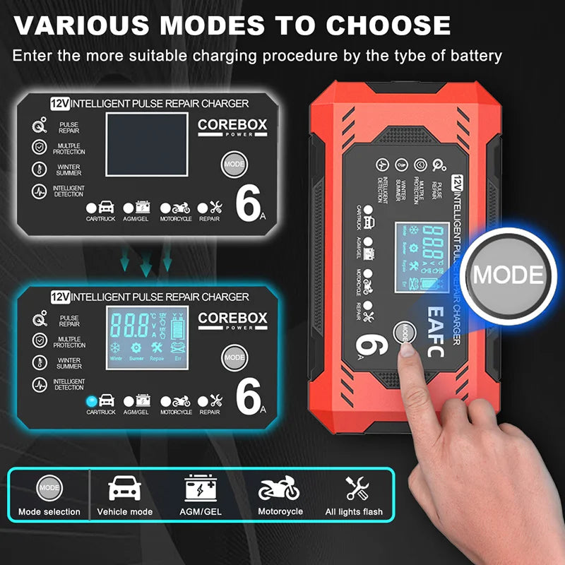 Smart 12V Car Battery Charger & Maintainer