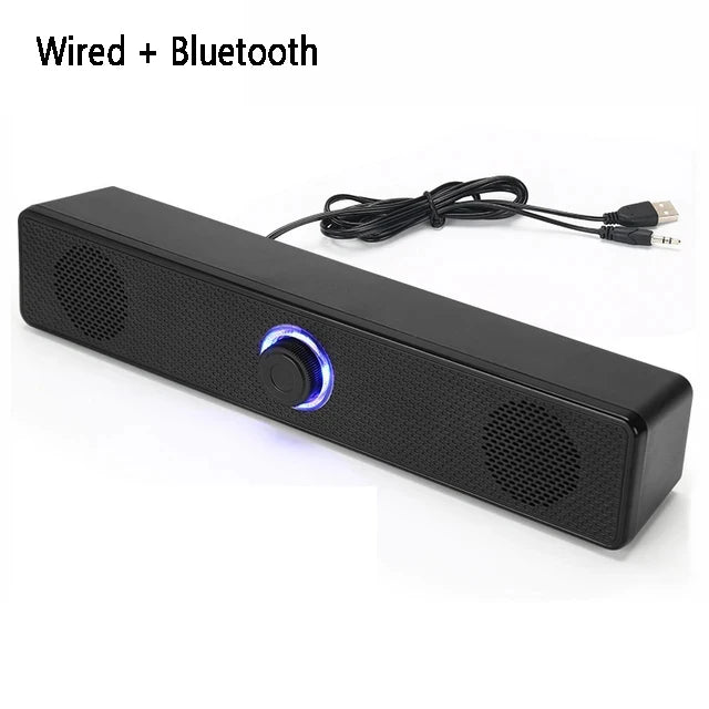 Bluetooth Soundbar Speaker for PC, TV & Laptop — Wired + Wireless with 3D Surround Sound