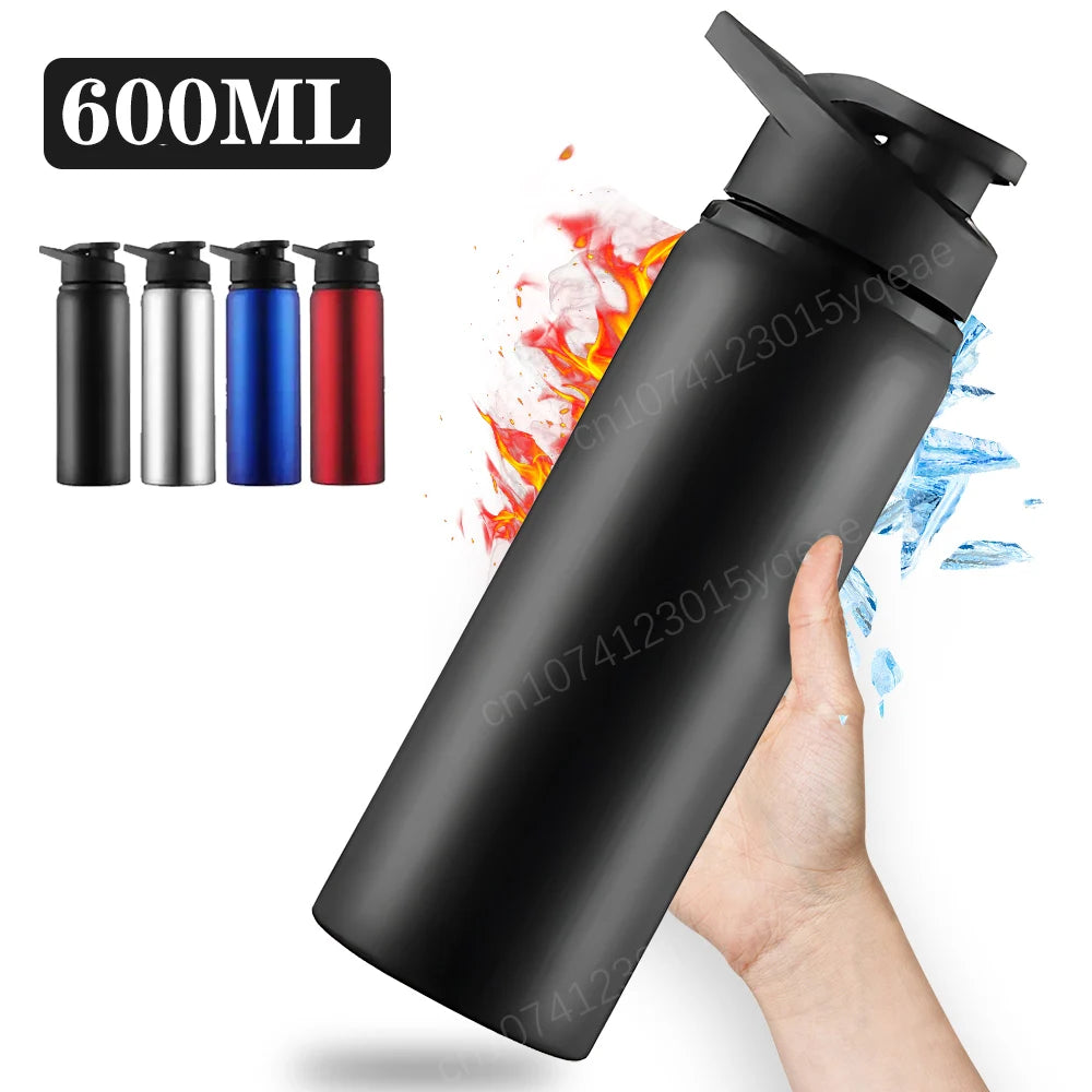 Leakproof Aluminum Sports Water Bottle — 600ml Reusable Bottle with Direct-Drink Lid