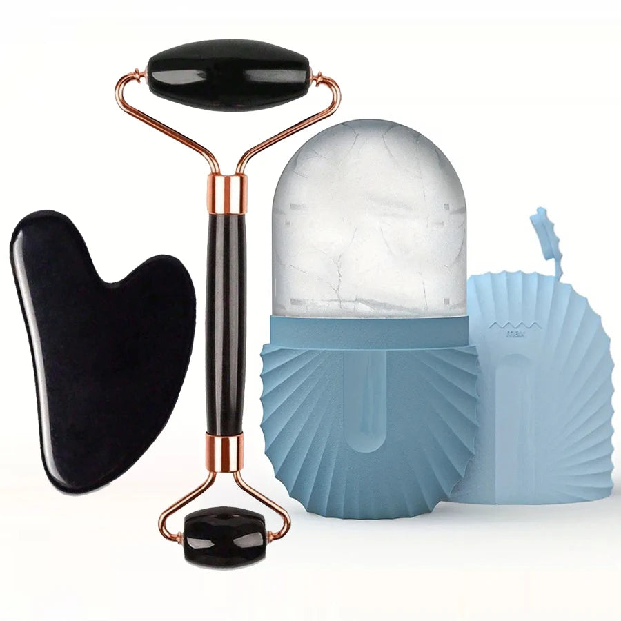 Ice Face Roller & Gua Sha Set — Facial Skincare Massage Tool