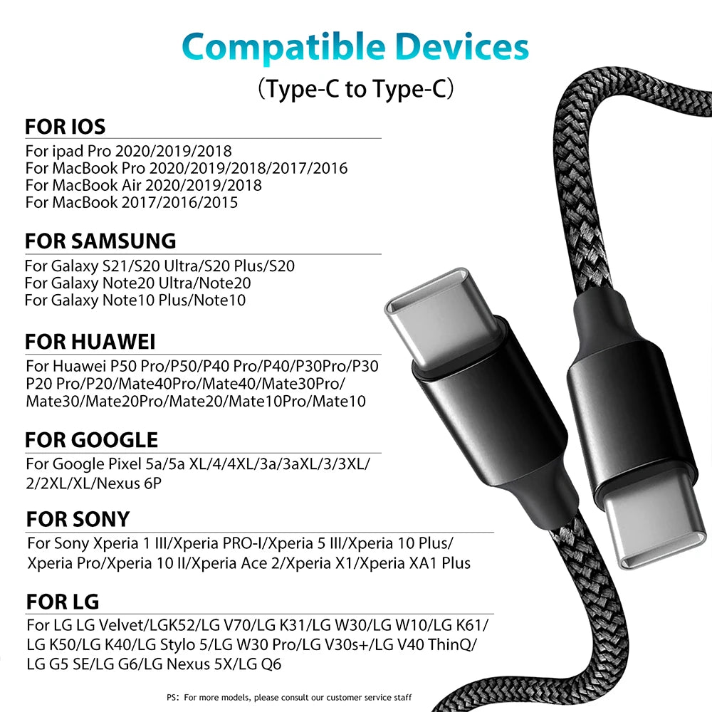 Type-C to Type-C 60W Fast Charge Cable