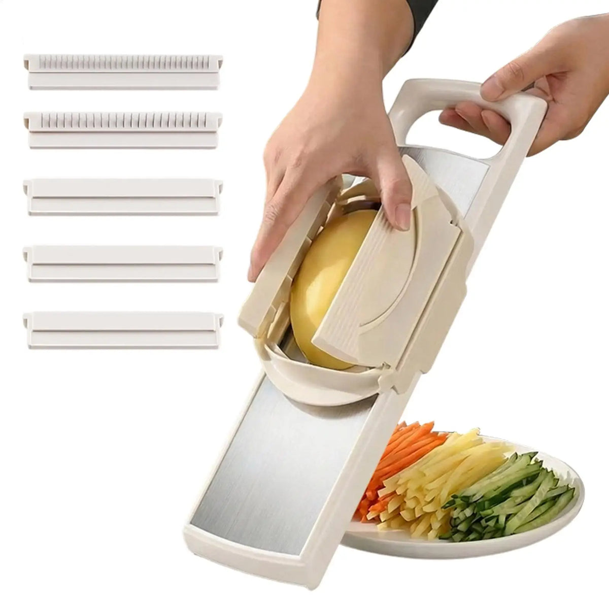 Vegetable Slicer Chopper Ergonomic Cutter With Safety Guard Multi-Blade Kitchen Gadget For Potatoes Onions Cucumbers, Home Cook