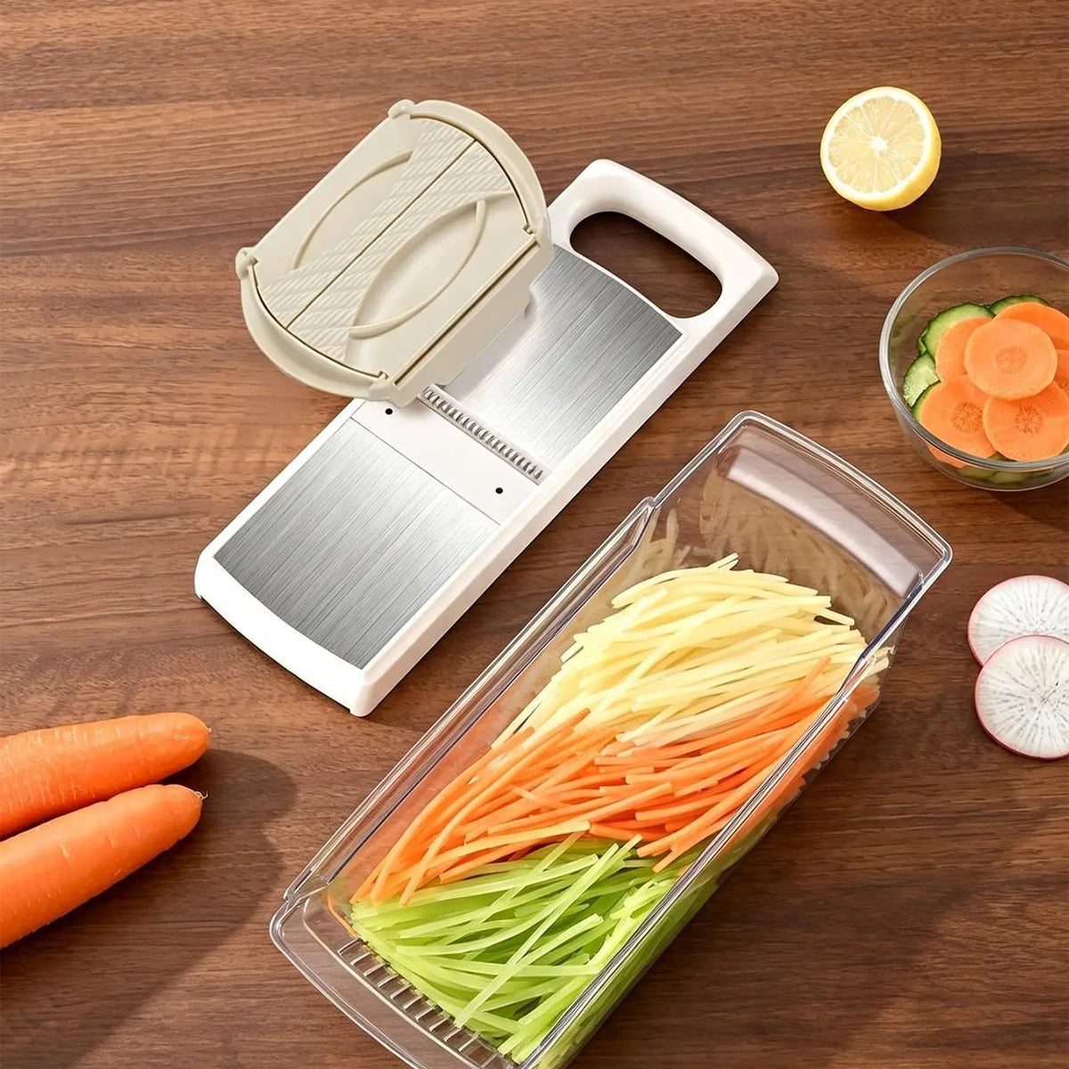Vegetable Slicer Chopper Ergonomic Cutter With Safety Guard Multi-Blade Kitchen Gadget For Potatoes Onions Cucumbers, Home Cook