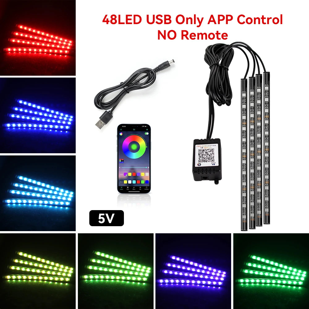 Car Interior RGB Ambient Light Kit – Music-Sync LED Footwell Lights
