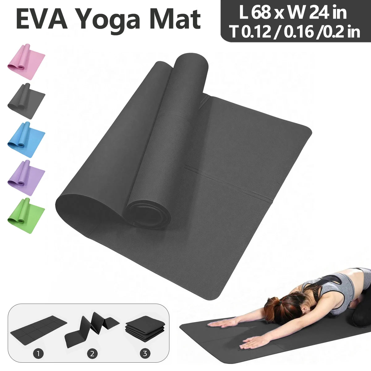 Foldable Yoga Mat — Eco-Friendly EVA Travel Exercise Mat (3mm / 4mm / 6mm)