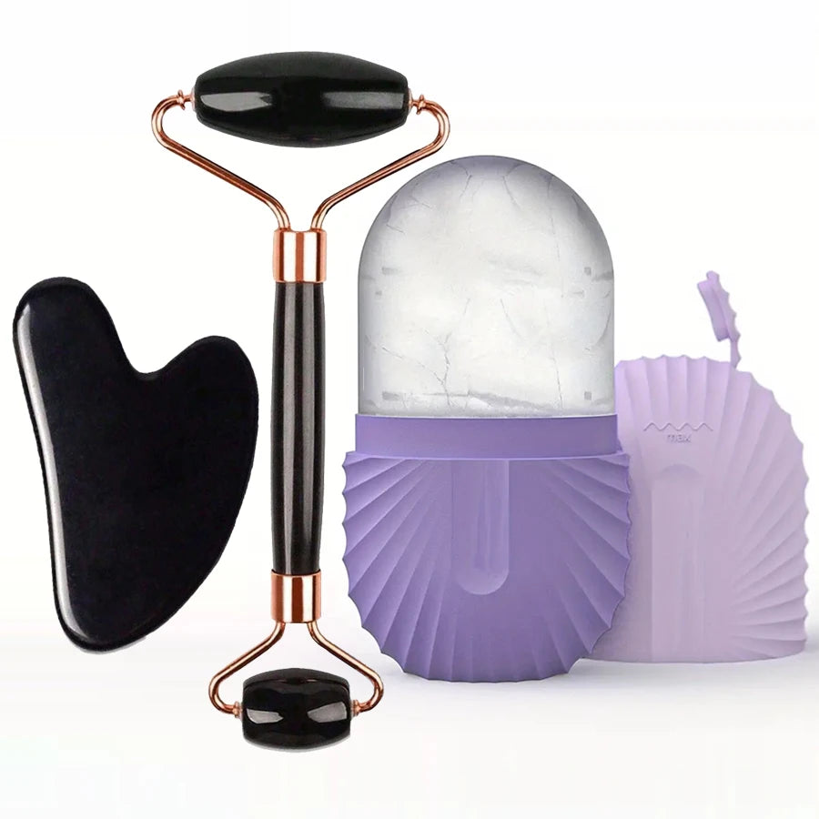 Ice Face Roller & Gua Sha Set — Facial Skincare Massage Tool