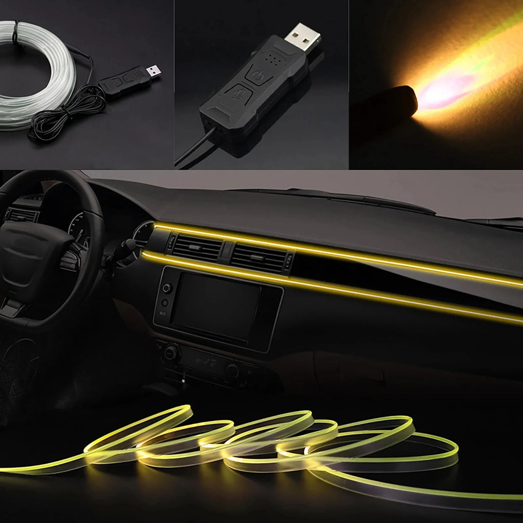 RGB Car Interior Ambient LED Light Strip – Fiber Optic USB Atmosphere Lamp