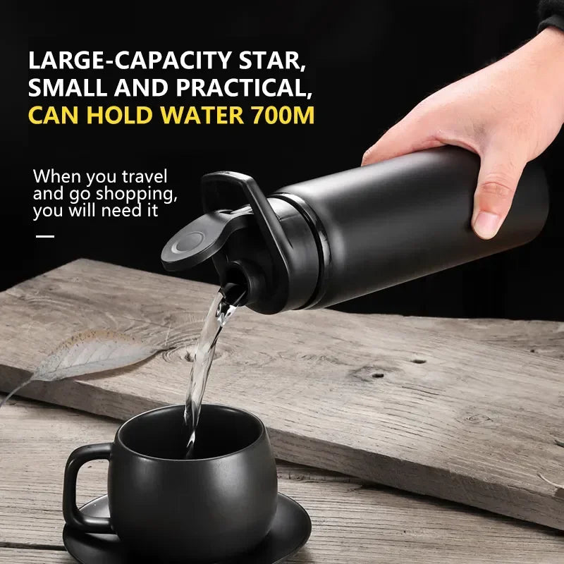 Leakproof Aluminum Sports Water Bottle — 600ml Reusable Bottle with Direct-Drink Lid