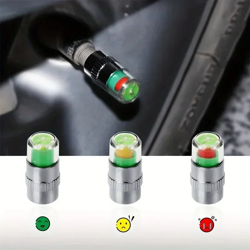 Tire Pressure Indicator Valve Caps — 4 or 8 Pack