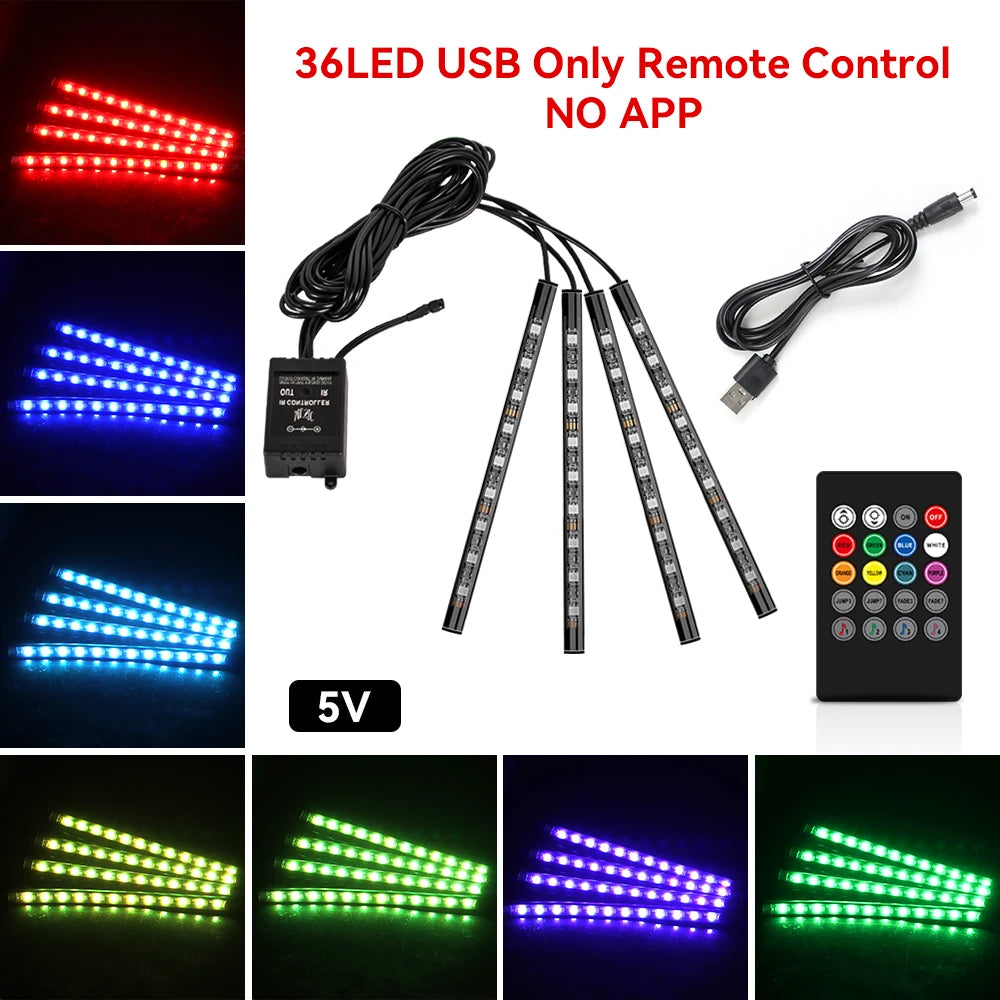 Car Interior RGB Ambient Light Kit – Music-Sync LED Footwell Lights