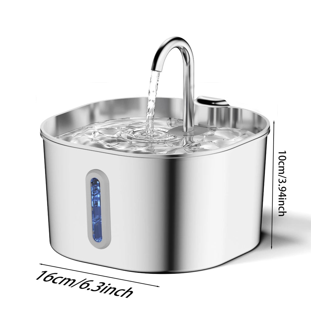 Automatic Stainless Steel Pet Water Fountain — 2.2L with Sensor and Filters