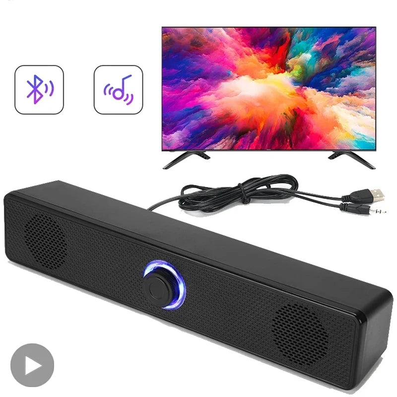 Bluetooth Soundbar Speaker for PC, TV & Laptop — Wired + Wireless with 3D Surround Sound