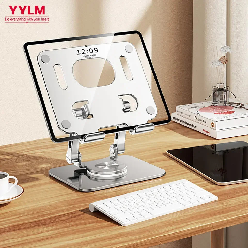 360° Rotating Aluminum Tablet & Phone Stand — Adjustable Foldable Holder