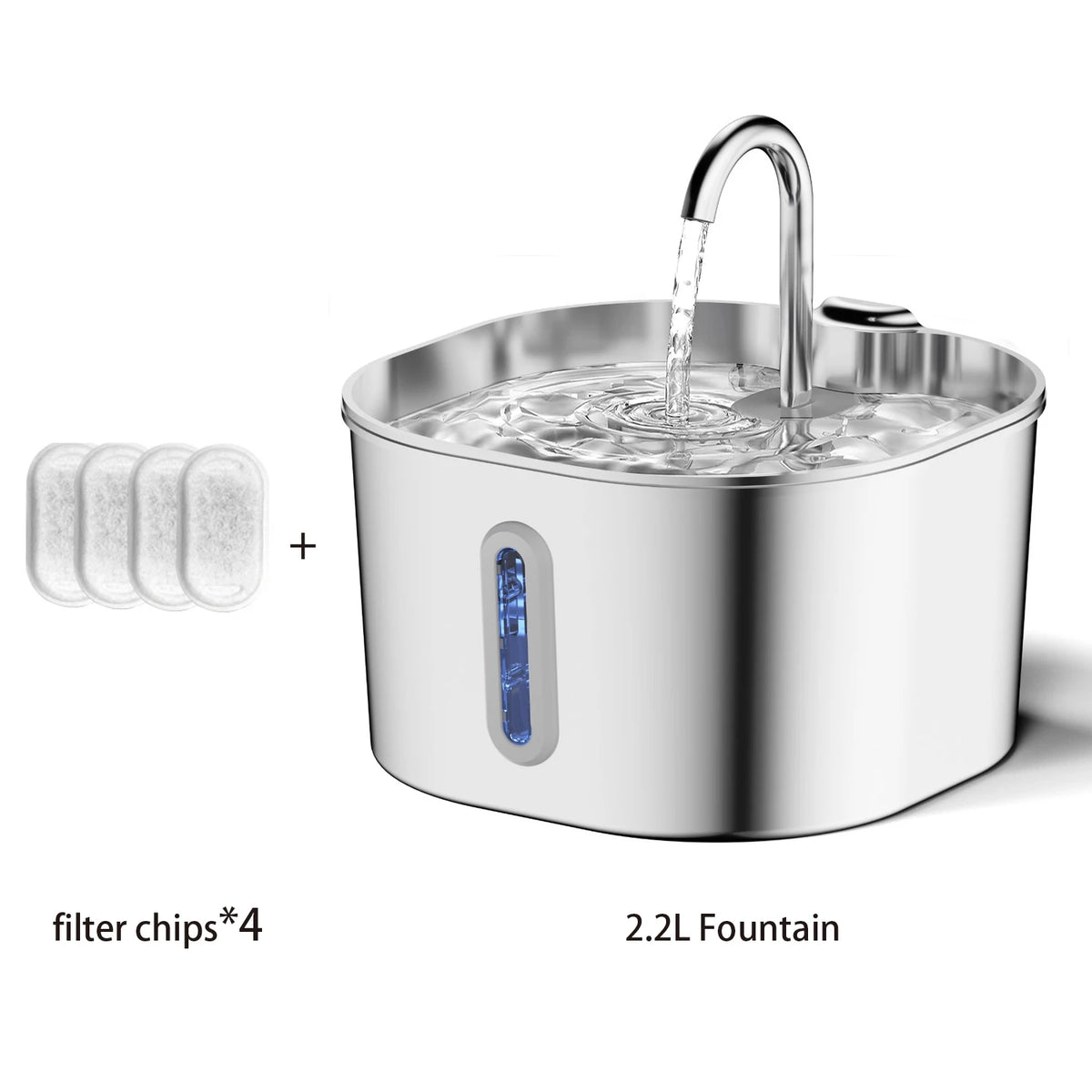 Automatic Stainless Steel Pet Water Fountain — 2.2L with Sensor and Filters