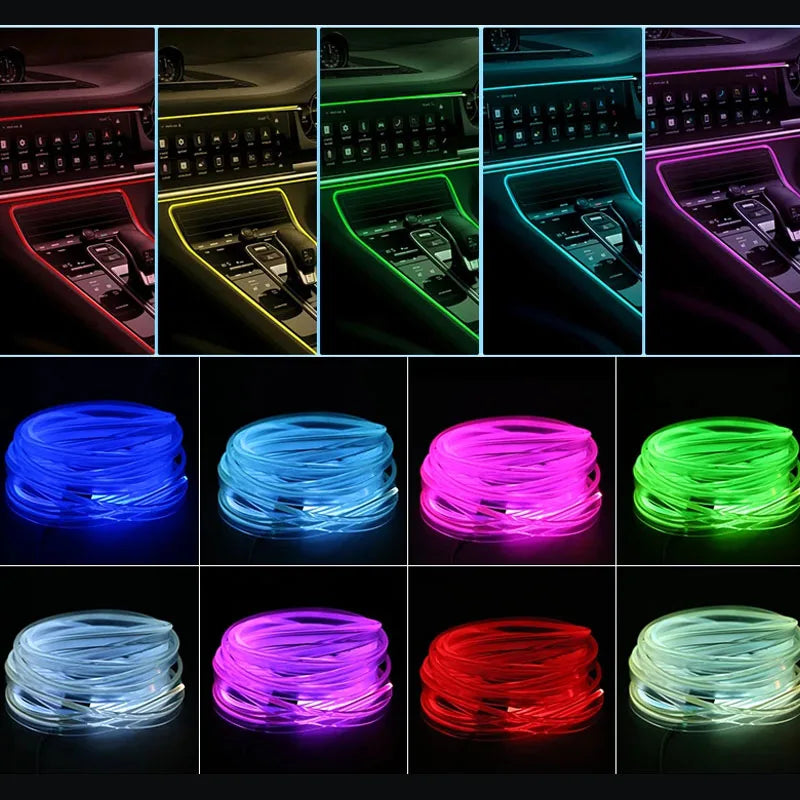 RGB Car Interior Ambient LED Light Strip – Fiber Optic USB Atmosphere Lamp