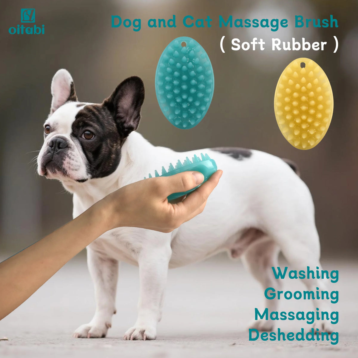 Soft Rubber Pet Grooming Brush for Short-Hair Dogs and Cats